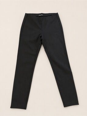 Eileen Fisher Black Stretch Ankle Zip Leggings Pants XS Knit Pull-On Career